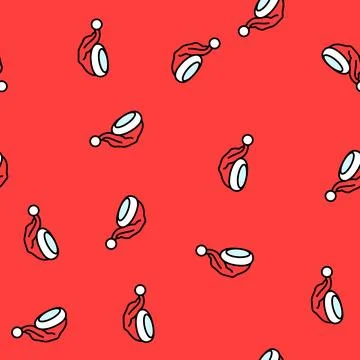 Santa claus hat vector seamless pattern Stock Illustration