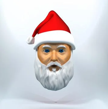 Santa Claus head 3d vector cartoon icon. Santa Claus head 3d. Stock Illustration