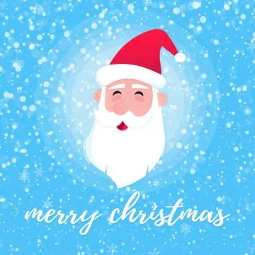Santa Claus head with hat, beard and smiling face Illustrazione stock