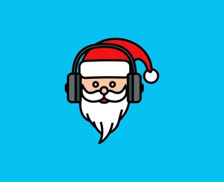 Santa Claus with Headphones Icon Stock Illustration