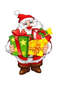 Santa Claus holding gift boxes Stock Illustration
