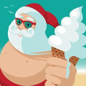 Santa Claus with an ice cream cone Stock Illustration