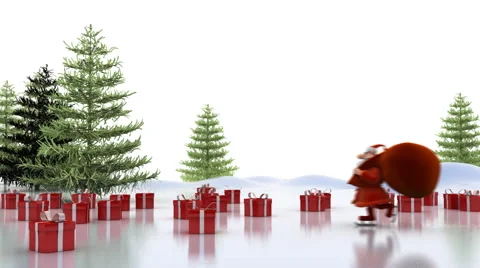 Santa Claus Ice Skating Stock Footage 43428007