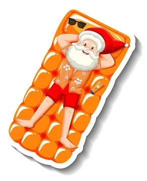 Santa Claus on inflatable pool float Illustrazione stock
