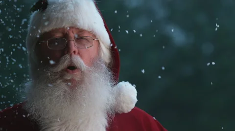 Santa Claus laughing with snow in slow motion, Phantom Flex 4K Stock Footage