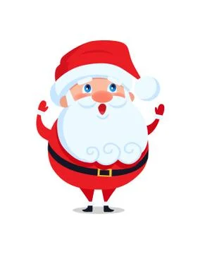 Santa Claus with Long Beard Greets Everyone Vector Illustrazione stock