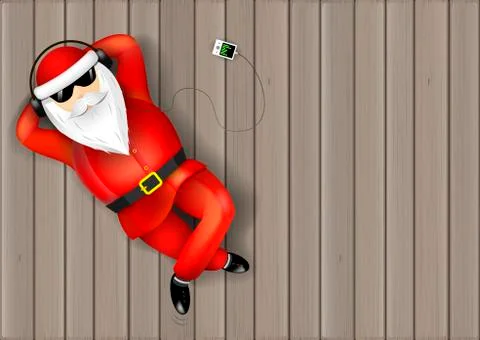 Santa Claus lying on the floor Stock Illustration