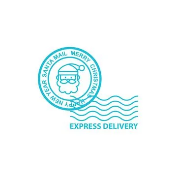 Santa Claus mail rubber postmark stamp icon. From blue icon set. Stock Illustration