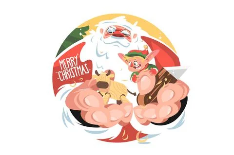 Santa claus make gift 스톡 일러스트
