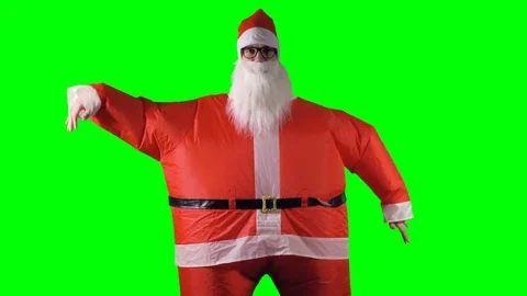 Santa Claus makes an arm wave dance on green background. Video stock 82256468