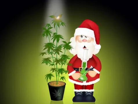 Santa Claus with marijuana Stock Illustration