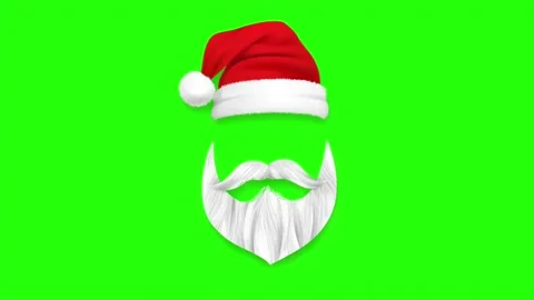 Santa claus mask with hat animated on green screen background Stock Footage 320867842