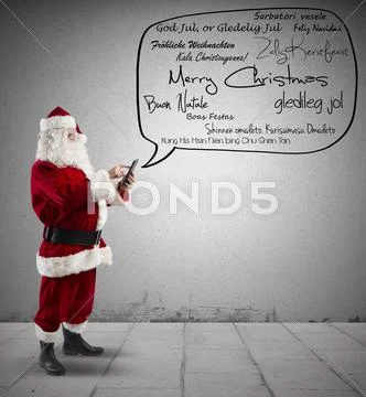 Santa claus with merry christmas message Stock Photos