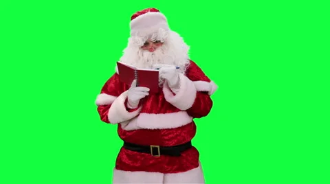 Santa Claus with Notepad in hand chroma key (green screen) Stock Footage 54683744