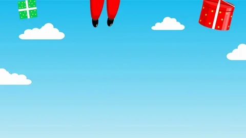 Santa Claus on a parachute Stock Footage 76911452
