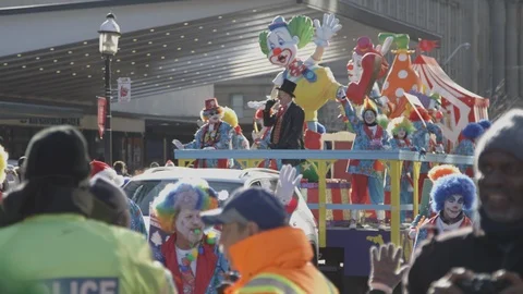 Santa Claus Parade Clown float Stock Footage 120037424