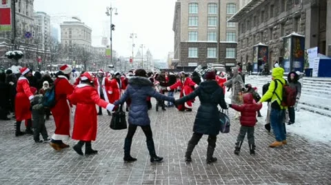 Santa Claus Parade on December 22, 2012 in Kiev, Ukraine. Stock Footage