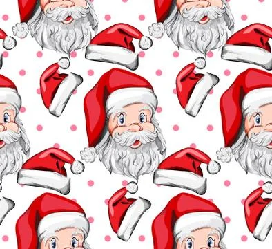 Santa Claus pattern Vector. Holiday Eve background decor textures Stock Illustration