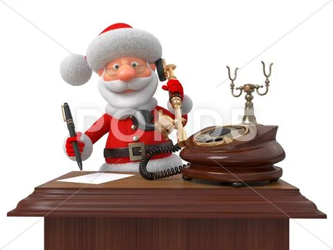 Santa Claus with phone and the handle Stock Illustration