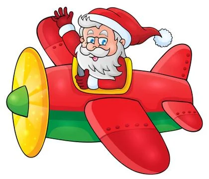 Santa claus in plane theme image - illustration. Illustrazione stock