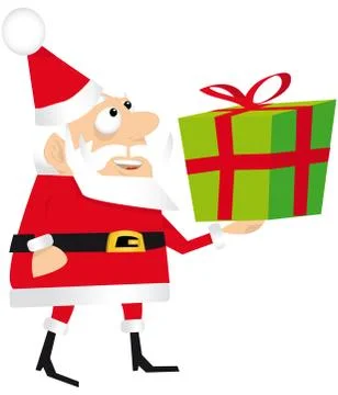Santa claus with a present Stock Illustration