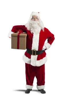 Santa claus with a present Stock Photos
