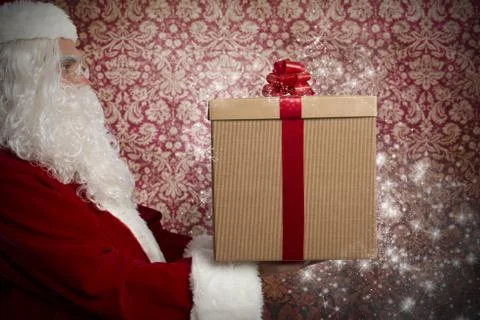 Santa claus with present Foto stock