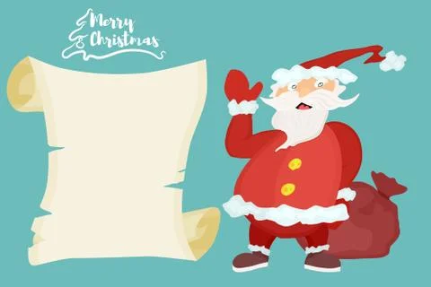 Santa Claus with presents. vector work poster Stock Illustration