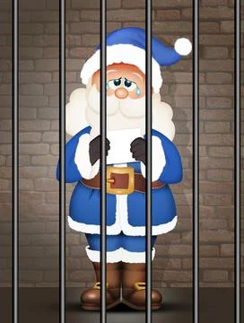 Santa Claus in prison Stock Illustration