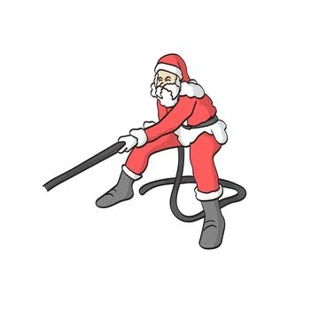 Santa claus pulling rope illustration vector isolated on white background Stock Illustration