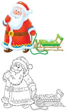 Santa Claus pulling a sleigh Stock Illustration