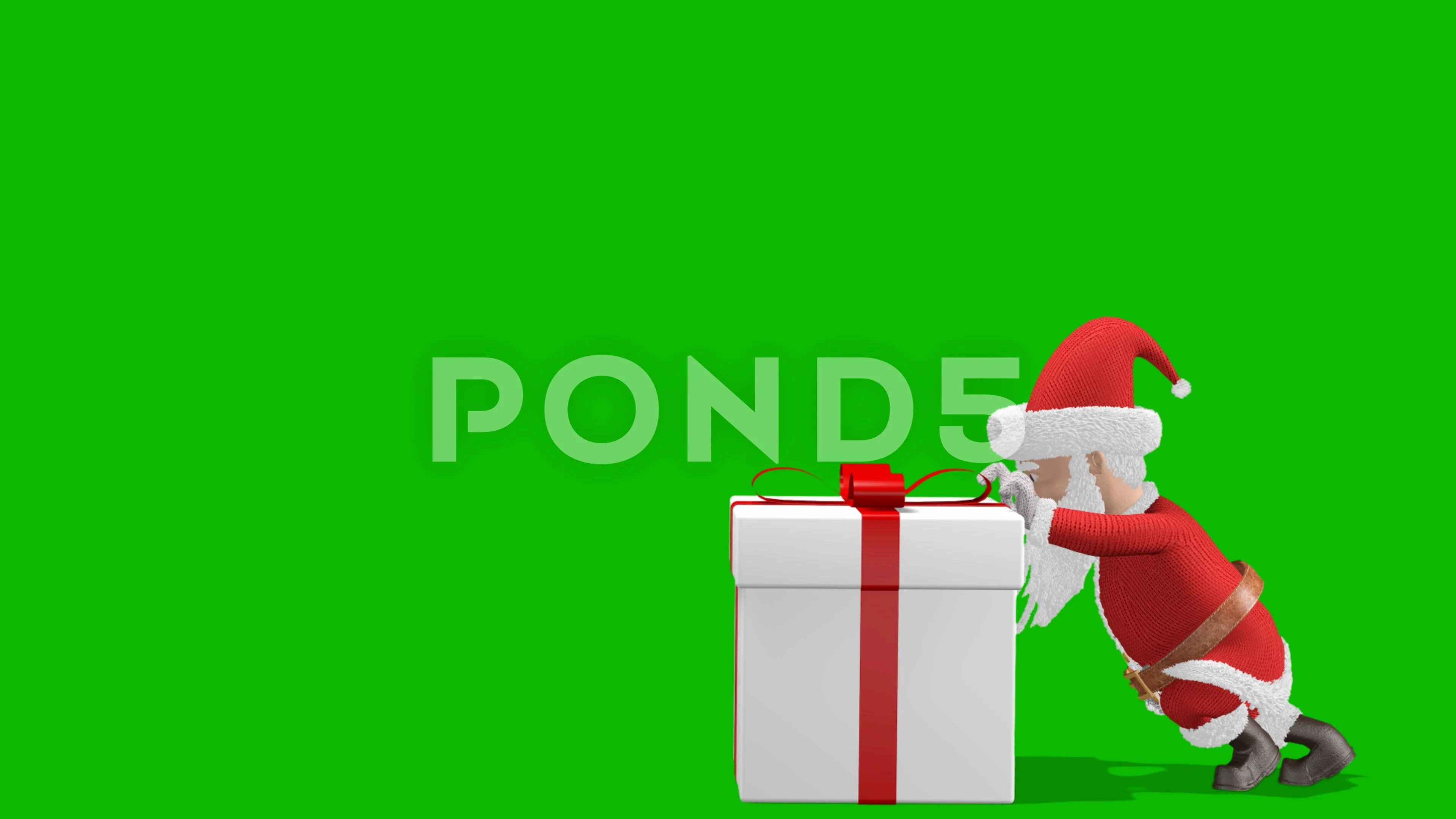 Santa Claus Pushing Gift. Merry Christma, Stock Video