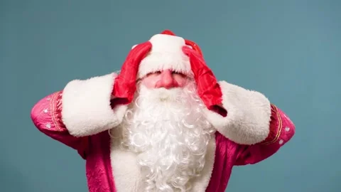 Santa Claus put his hands on his head, shakes his head from side to side Stock Footage 211681173
