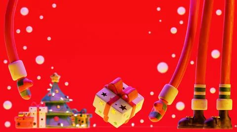Santa Claus puts a gift under the Christmas tree Stock Illustration