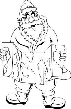 Santa Claus reading map Stock Illustration