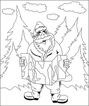 Santa Claus reading map Stock Illustration