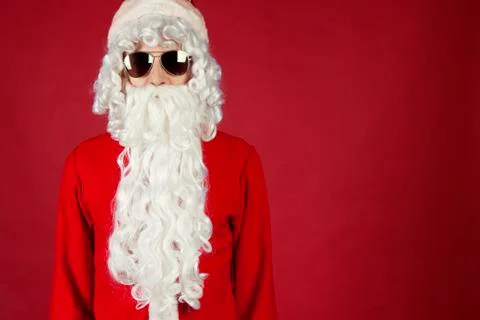 Santa Claus on a red background Stock Photos
