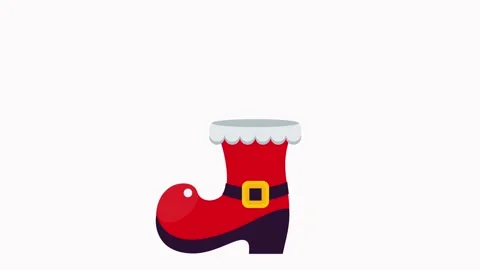 Santa Claus red boot with gift and tree Stock Footage 121341755
