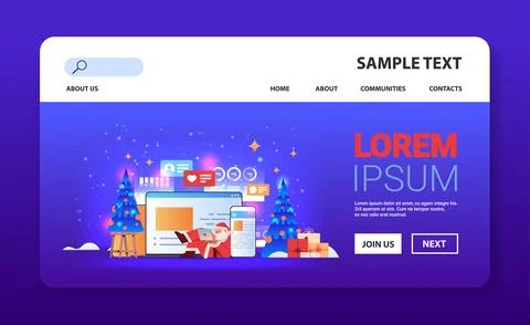 Santa claus in red costume using chatting apps online communication social media Stock Illustration