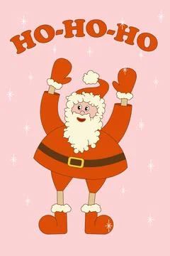 Santa Claus in retro style. Vector illustration in groovy cartoon style Stock Illustration
