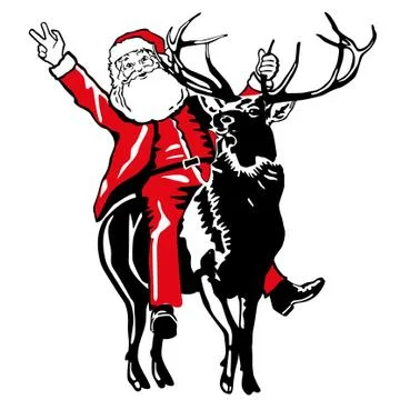 Santa Claus to ride a deer Stock Illustration