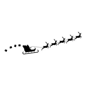 Santa Claus rides in a sleigh in harness on the reindeer Stock Illustration