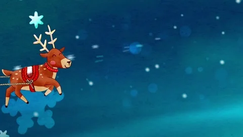 Santa Claus rides in a sleigh pulled by reindeer Stock Footage 69960301