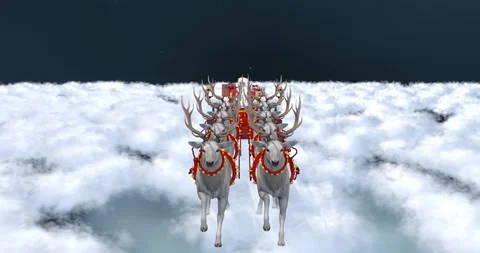 Santa Claus riding sleigh pulled by team... | Stock Video | Pond5