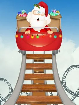 Santa Claus on roller coaster Stock Illustration