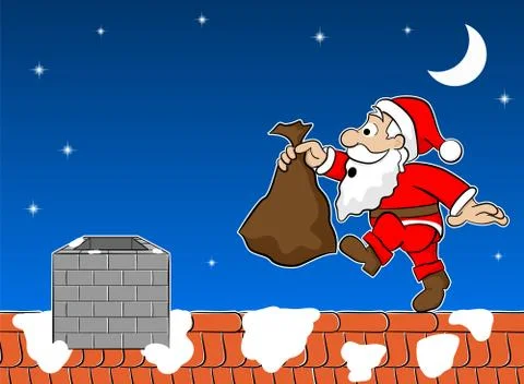 Santa claus on the rooftop Stock Illustration