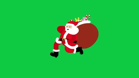 Santa Claus Run Cycle Greenscreen Stock Footage 303465867