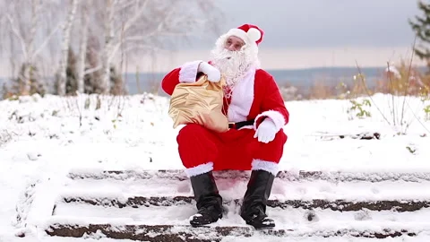Santa Claus sat down to rest Stock Footage 165139978