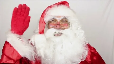 Santa Claus says goodbye to people Stock-Footage 80392653