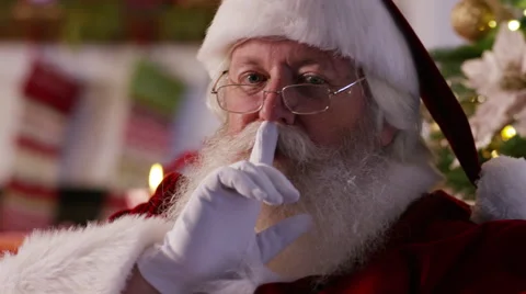 Santa Claus says shhh Stock Footage